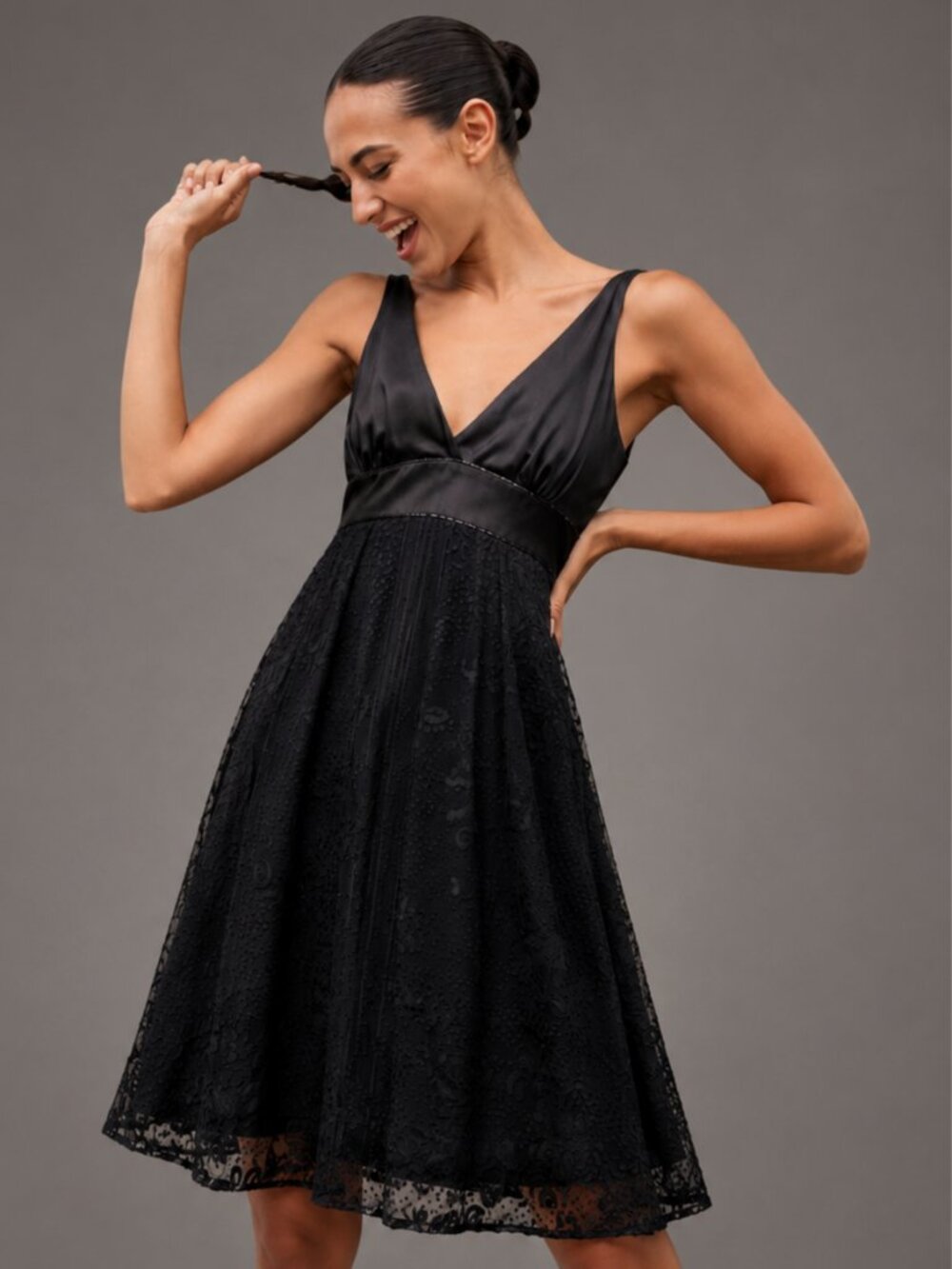 Guess S Silk Beaded Babydoll Slip Black Mini Dress Art Deco Dark Romance